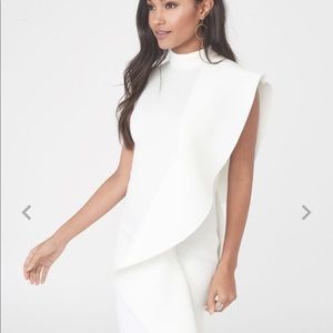 Lavish Alice Scuba Frilled Midi Dress White NWT